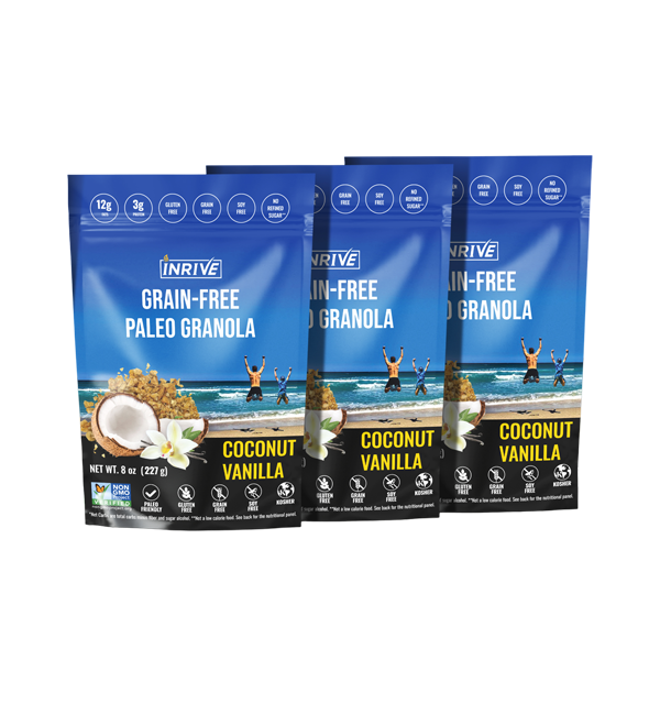 Partial Case of 6: Inrive Paleo Vanilla Coconut Grain-free Granola 8 oz