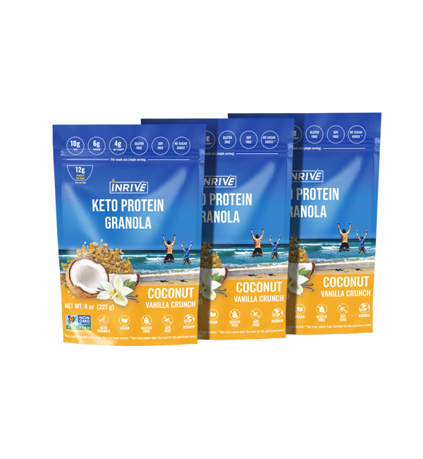 Partial Case of 6: Inrive Keto High-Protein Vanilla Coconut Gluten-free Granola 8 oz
