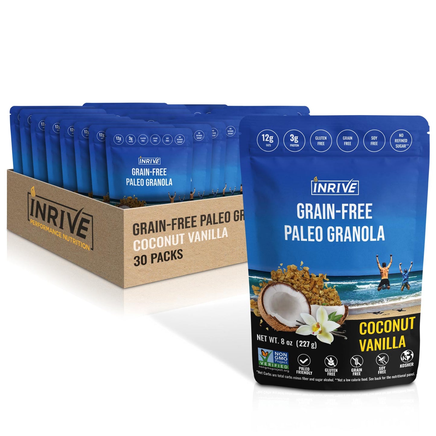 Case of 30: Inrive Paleo Vanilla Coconut Grain-free Granola 8 oz