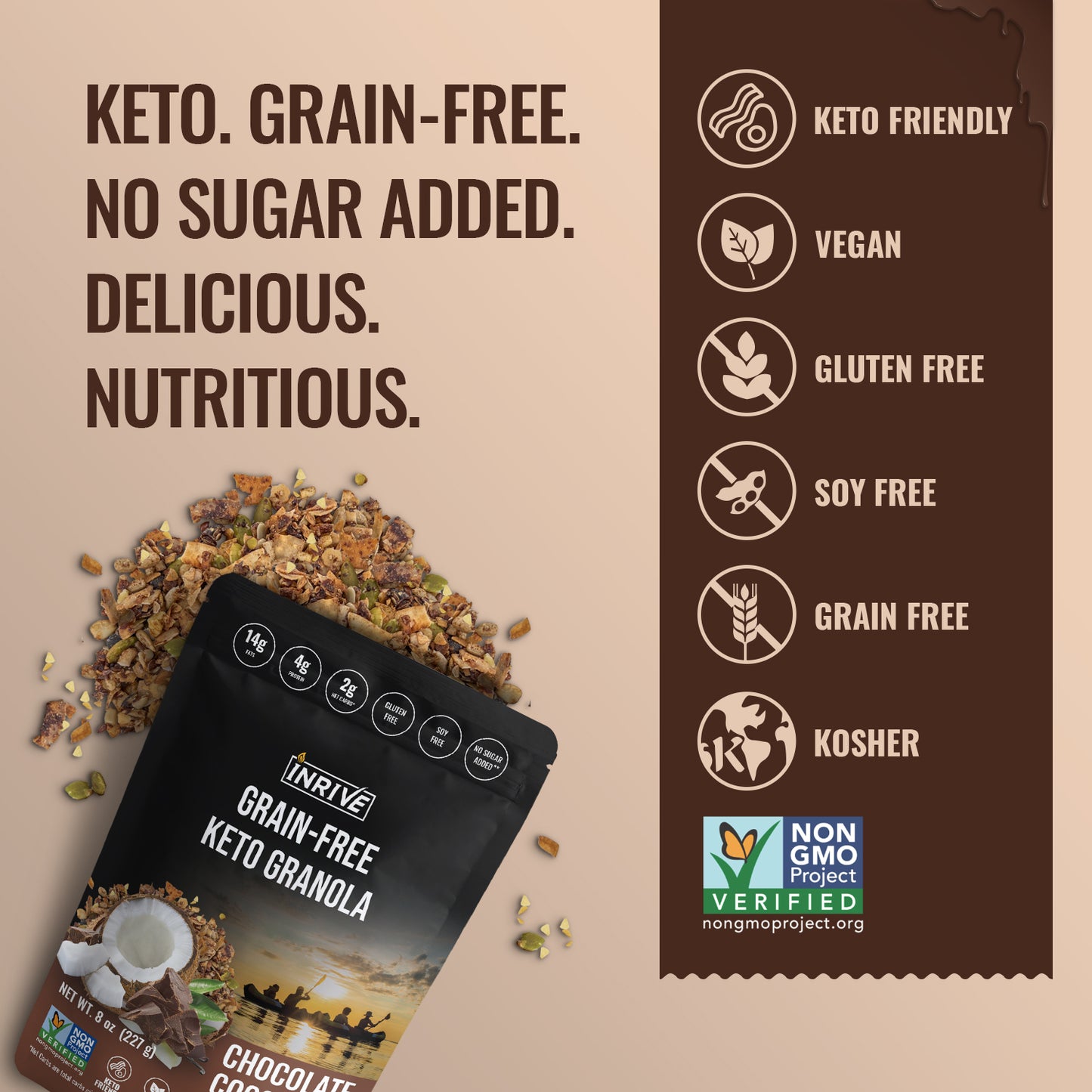 Keto Grain Free Granola - Chocolate Coconut, 8oz