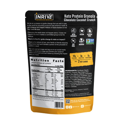 Partial Case of 6: Inrive Keto High-Protein Chocolate Coconut Gluten-free Granola 8 oz